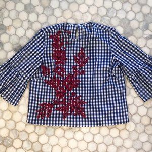 Blue and White Gingham Top